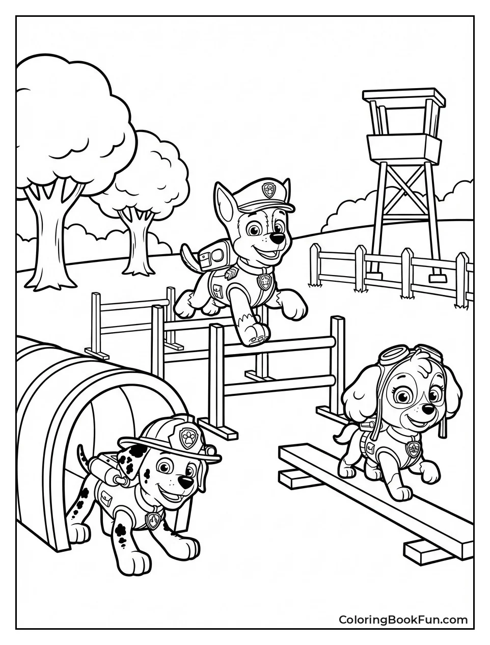 Pups Run Obstacle Course