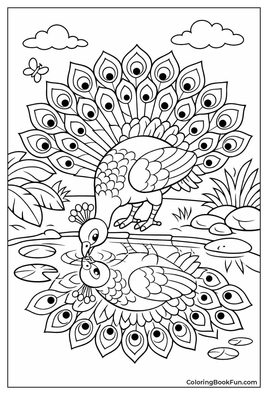 Peacock at the Waterhole