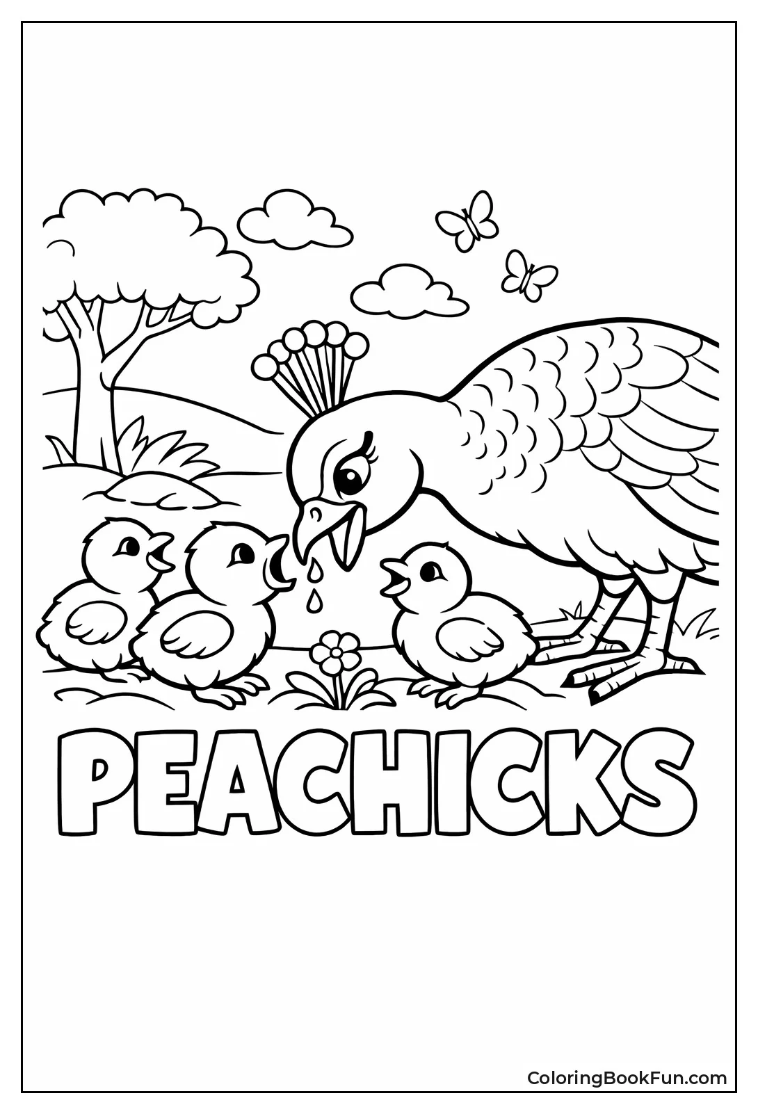 Feeding Peachicks Scene
