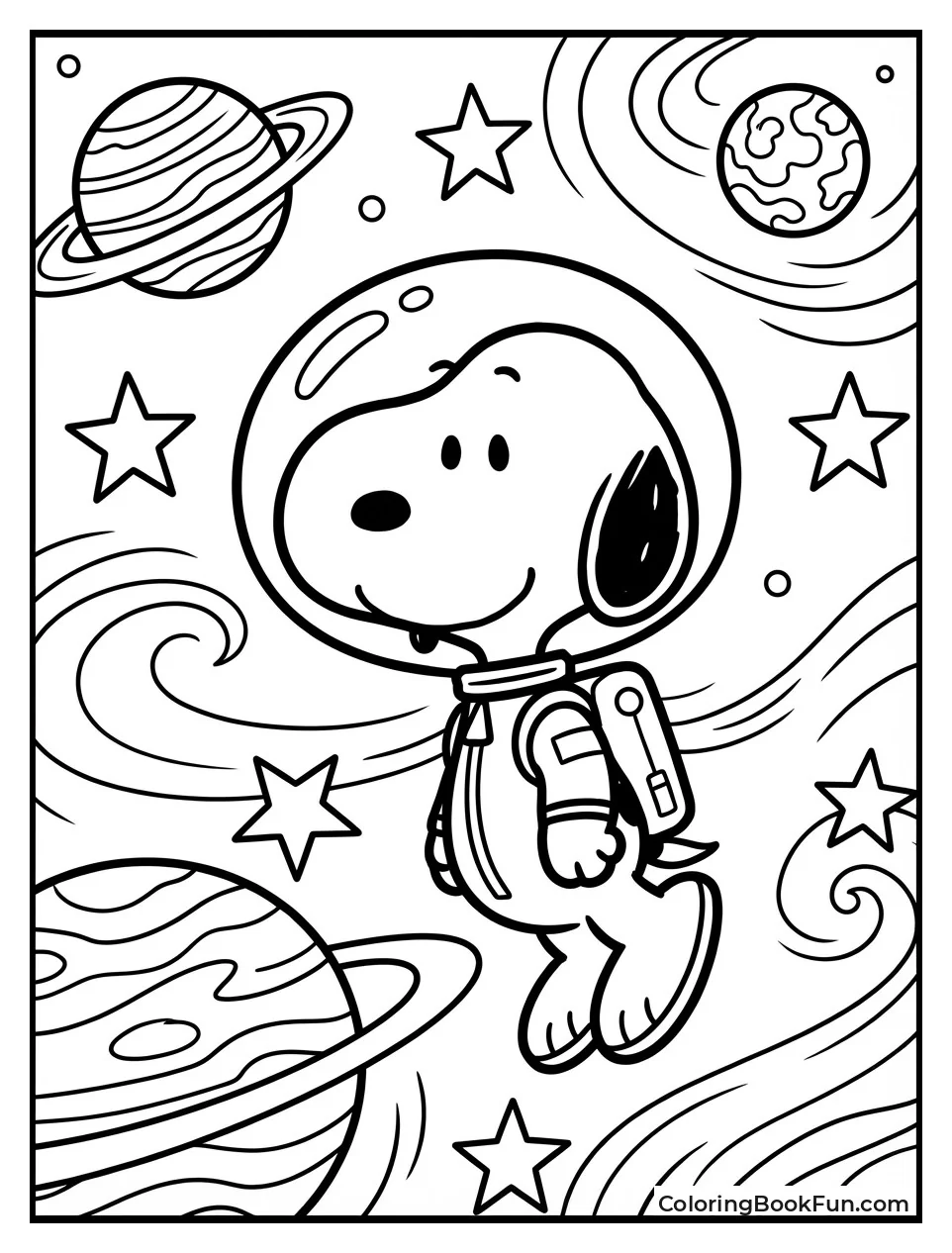 Astronaut Snoopy Floats in Space