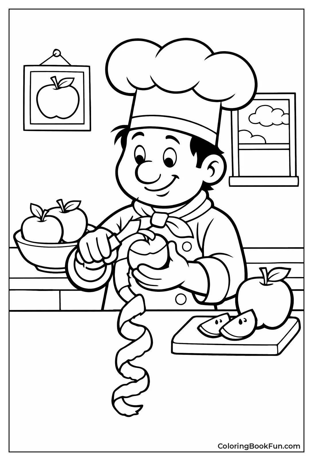 Chef Peeling Long Apple