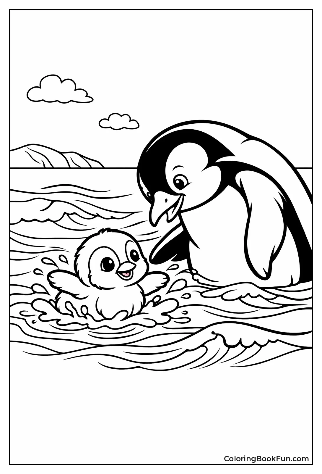 Baby Penguin Learning Swim