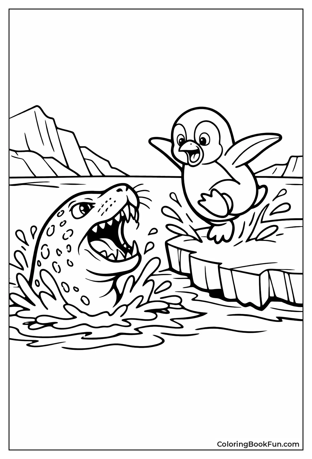 Penguin Escaping Leopard Seal