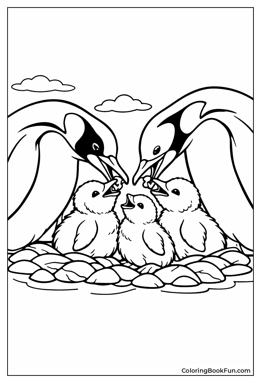 Parents Feeding Baby Penguins