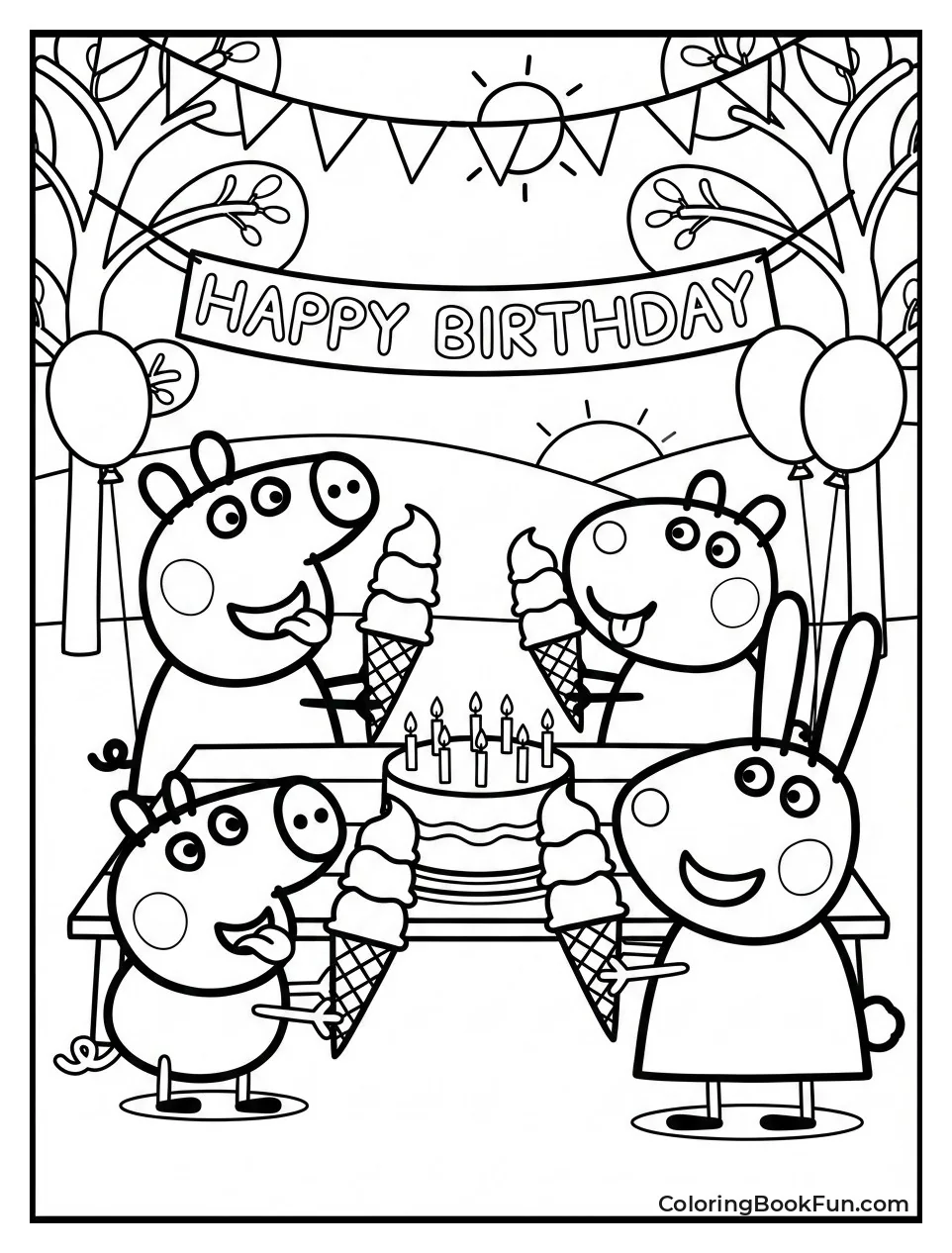 Peppa Eats Ice Cream at Party