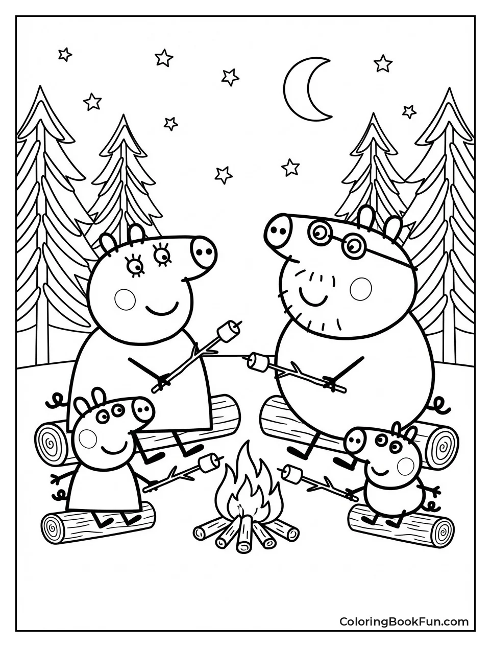 Family Roasts Campfire Marshmallows