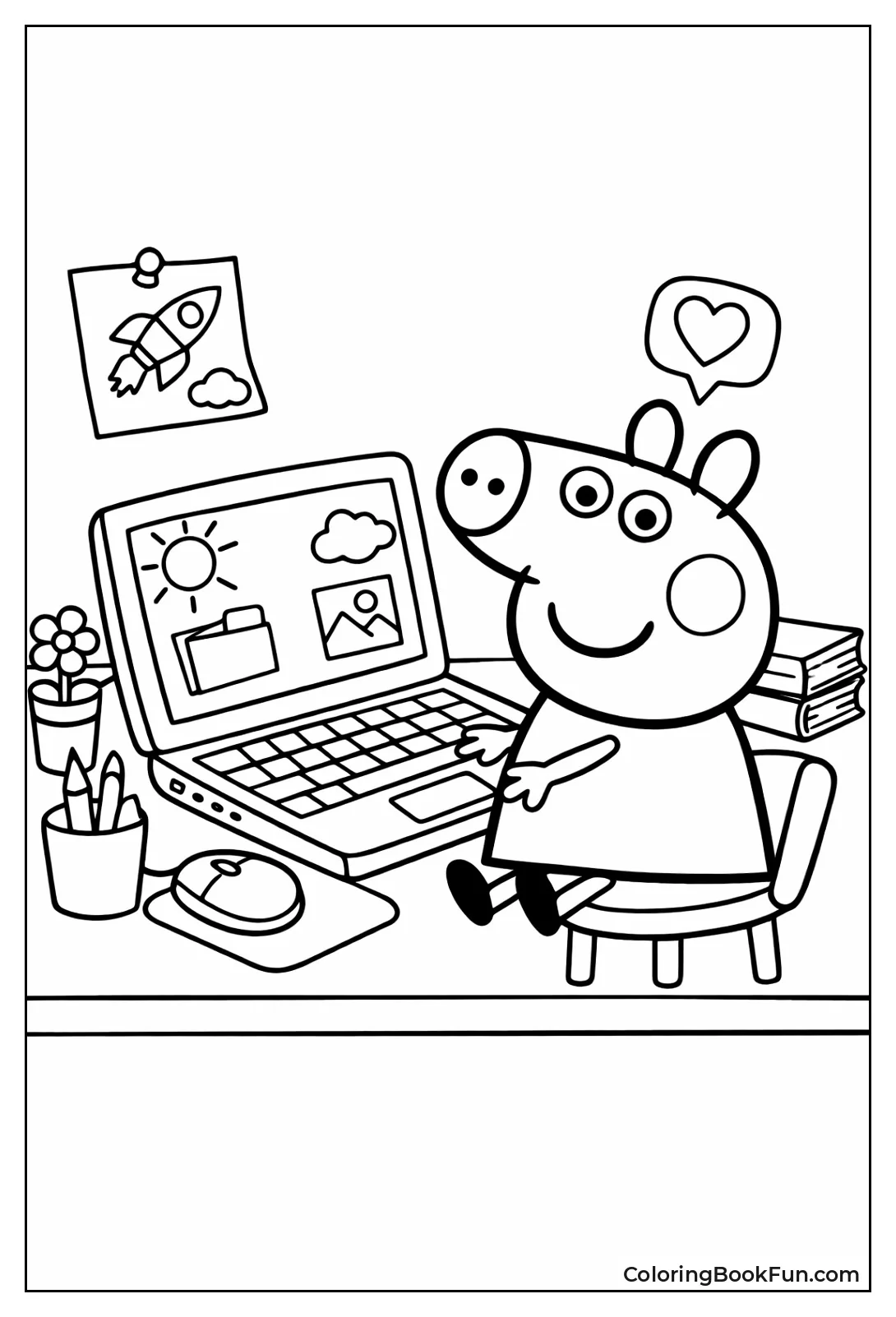Peppa Pig on Laptop Computer
