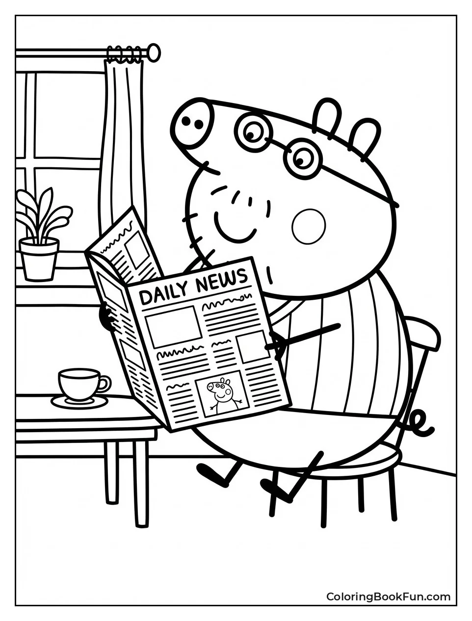 Daddy Pig Reads Newspaper