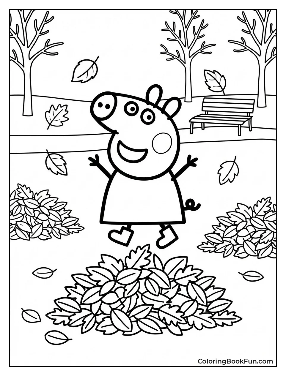 Peppa Jumps in Autumn Leaves