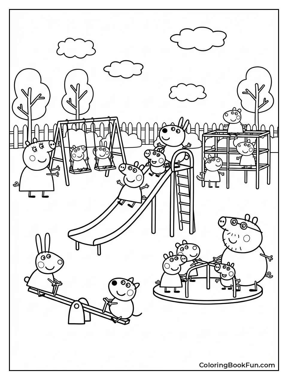 Kids Play at Busy Playground