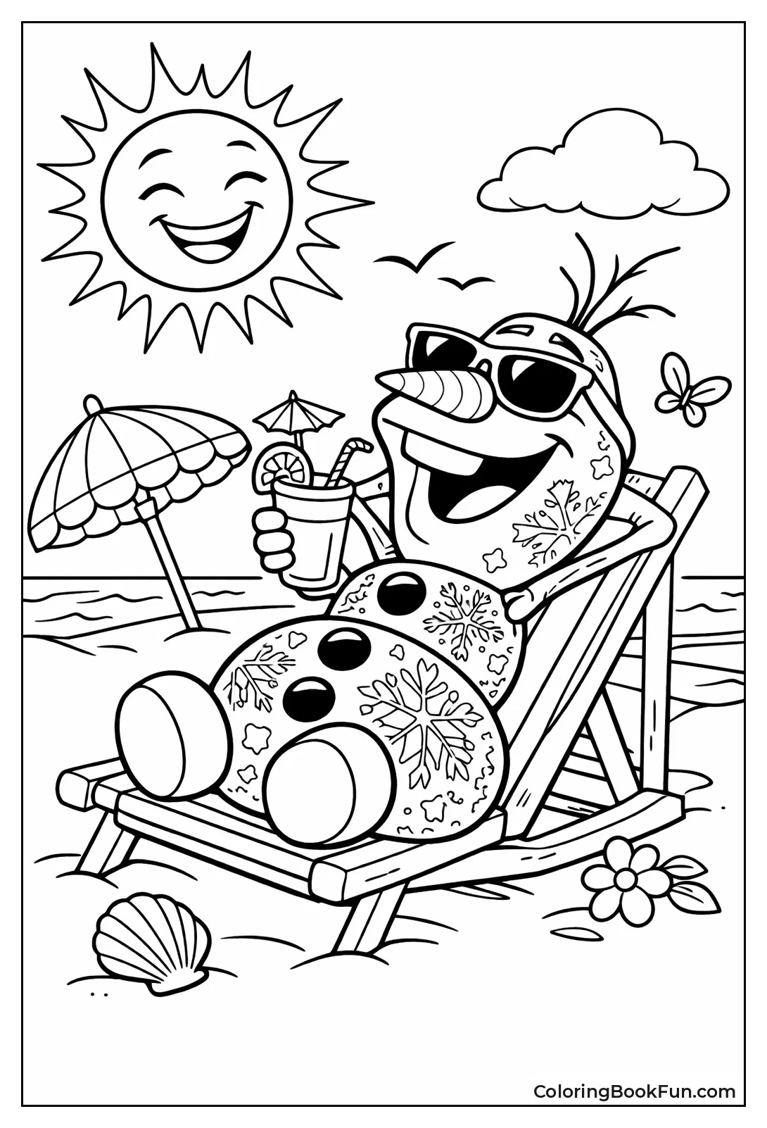 Olaf Enjoys Sun with Snowflakes