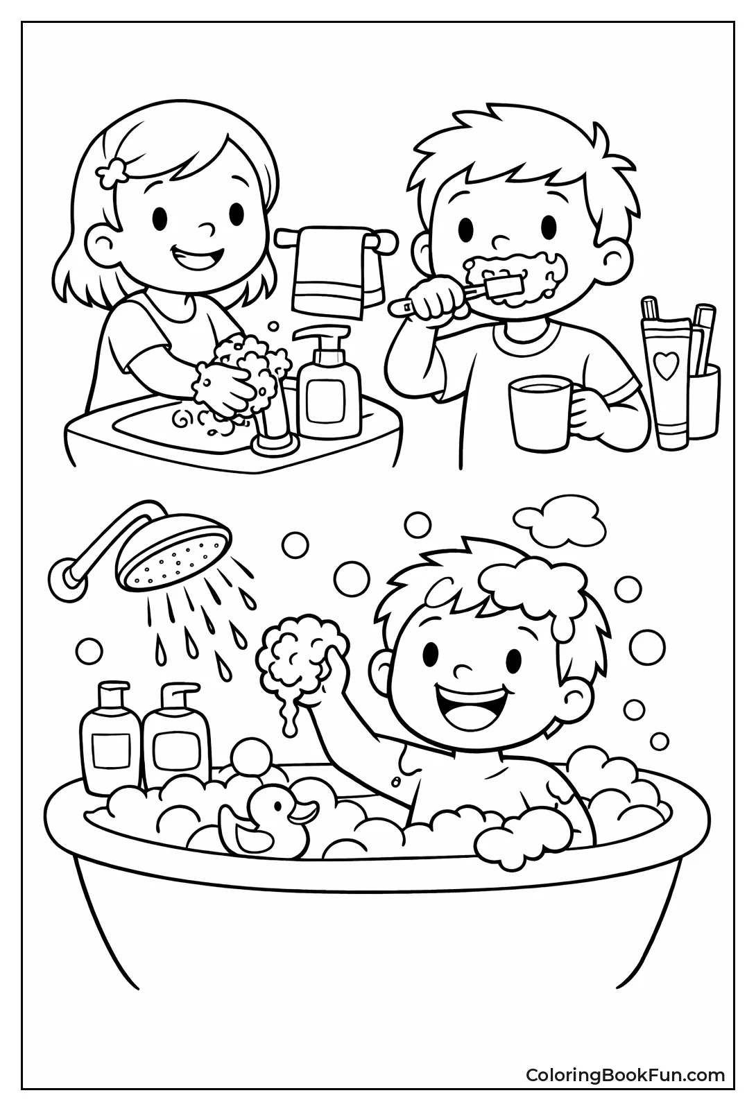 Kids Washing Hands Brushing Teeth