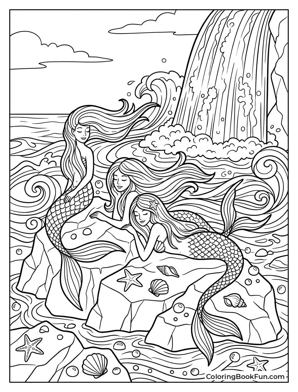 Mermaids Relax on Rocks