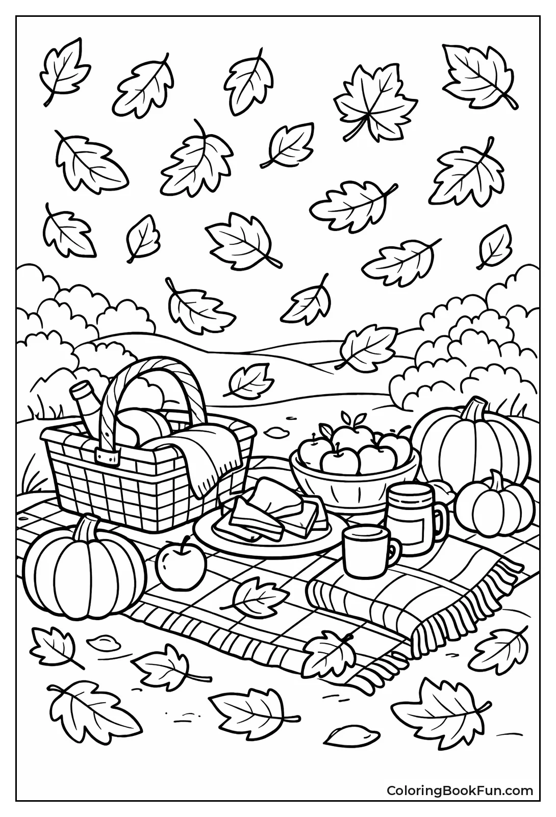 Picnic amid Autumn Falling Leaves