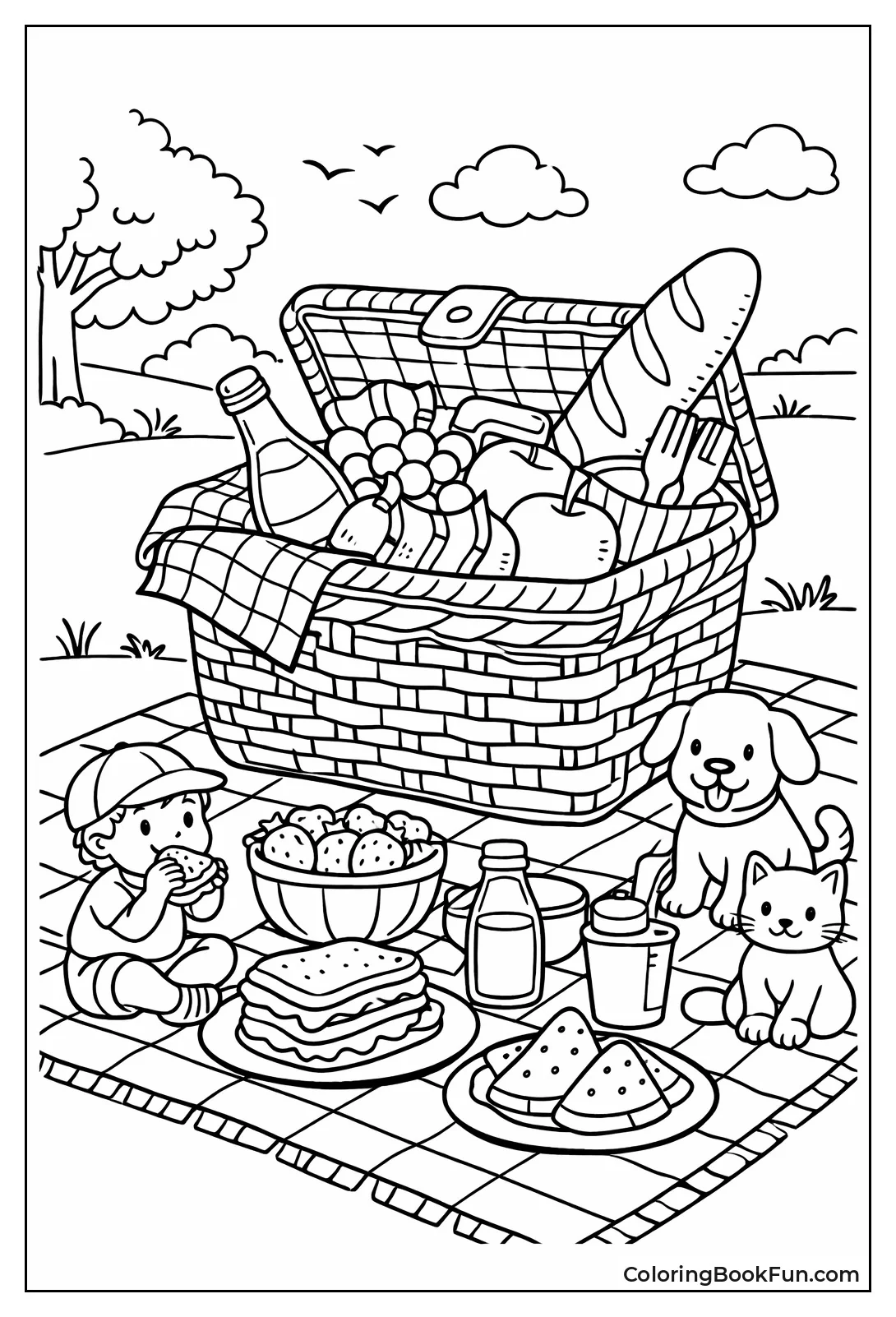 Overflowing Woven Picnic Basket