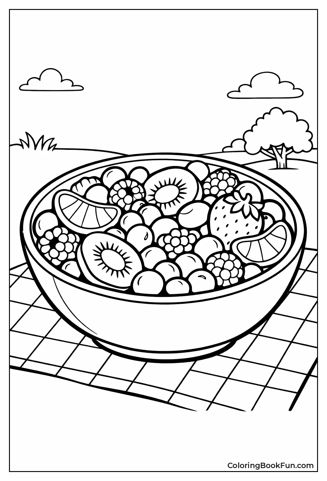 Bowl of Colorful Fruit Salad