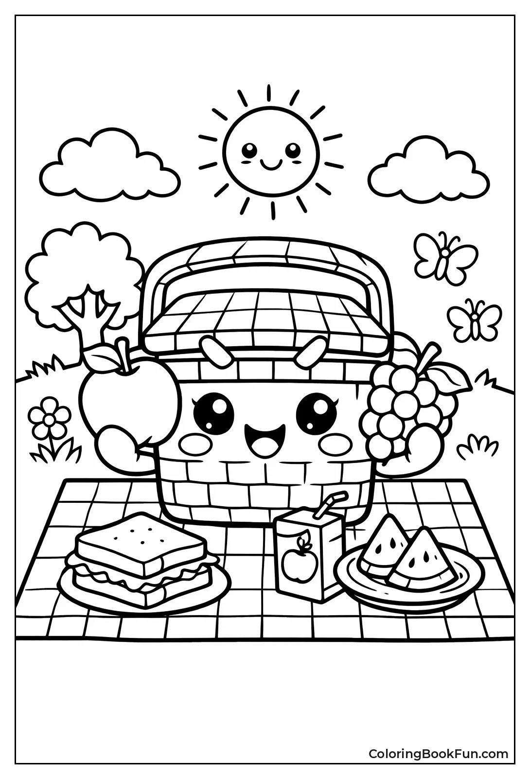 Smiling Kawaii Picnic Basket