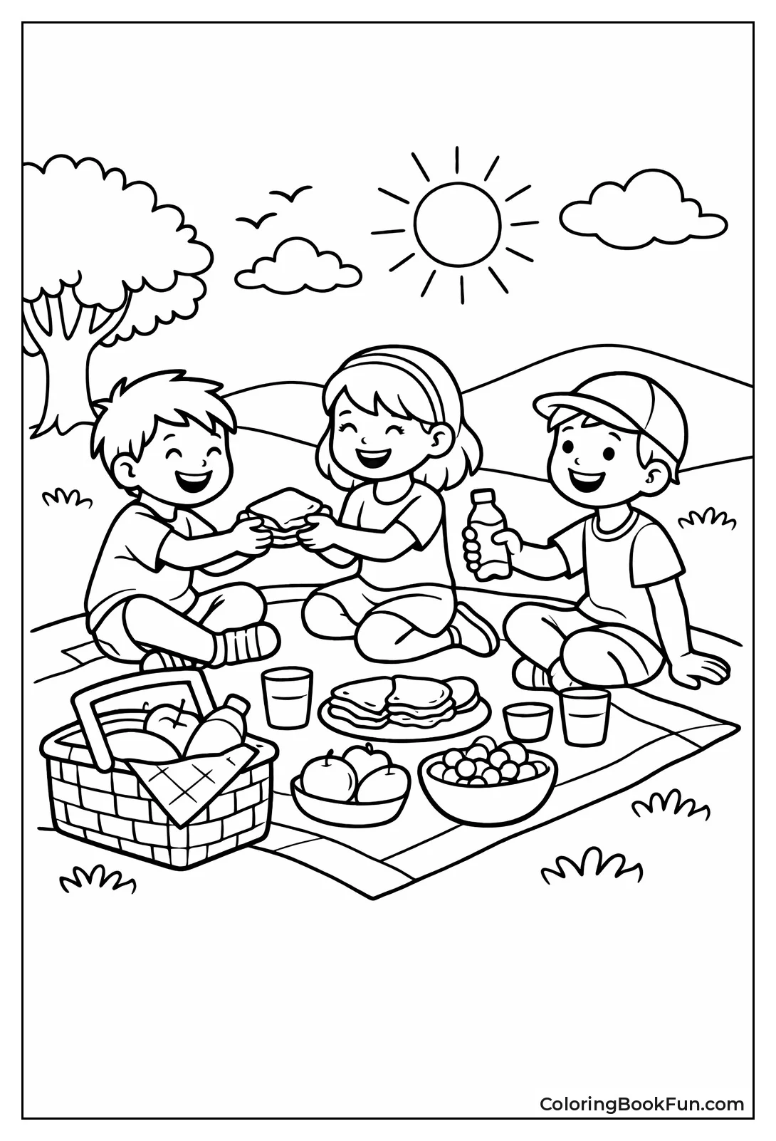 Kids Share Snacks on Hill