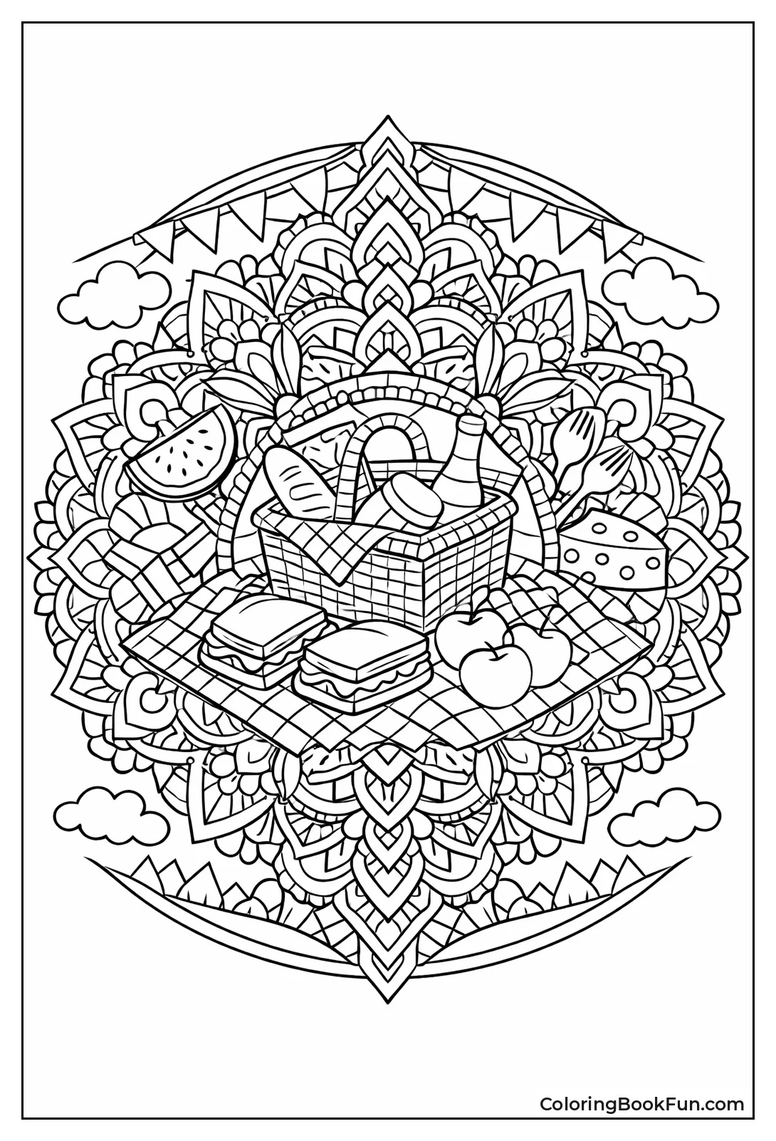 Picnic Mandala with Fruits Basket