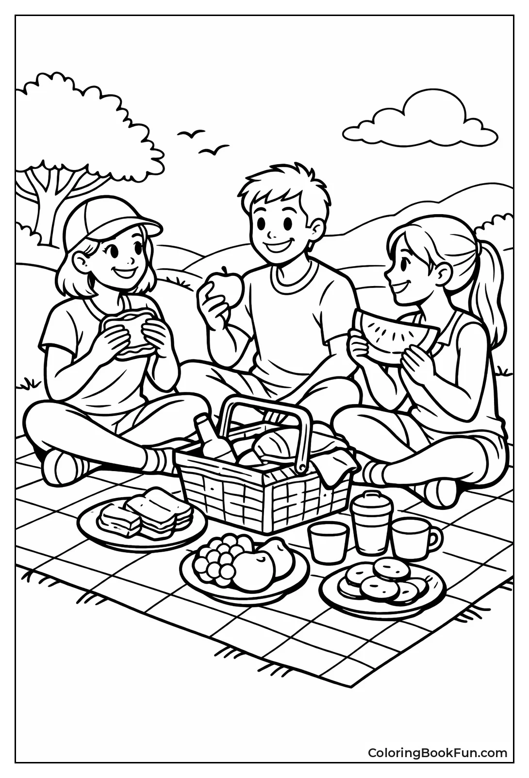 Friends Eat from Picnic Basket