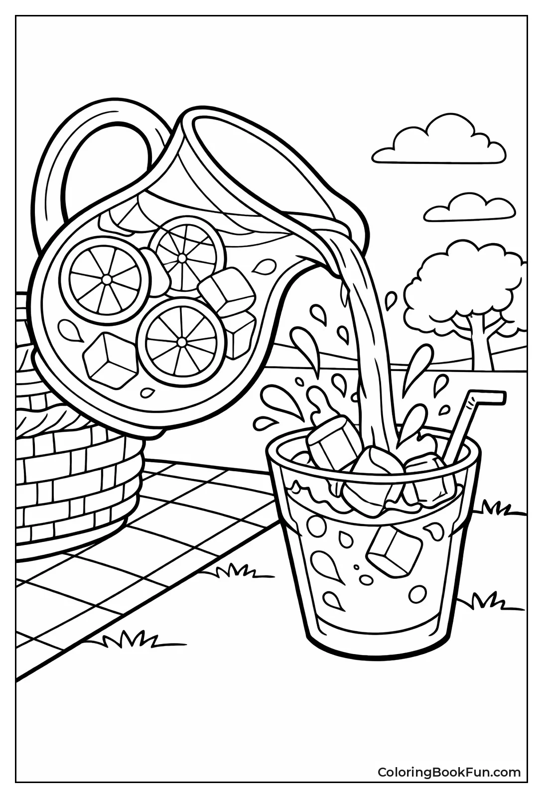 Pouring Lemonade with Ice Cubes