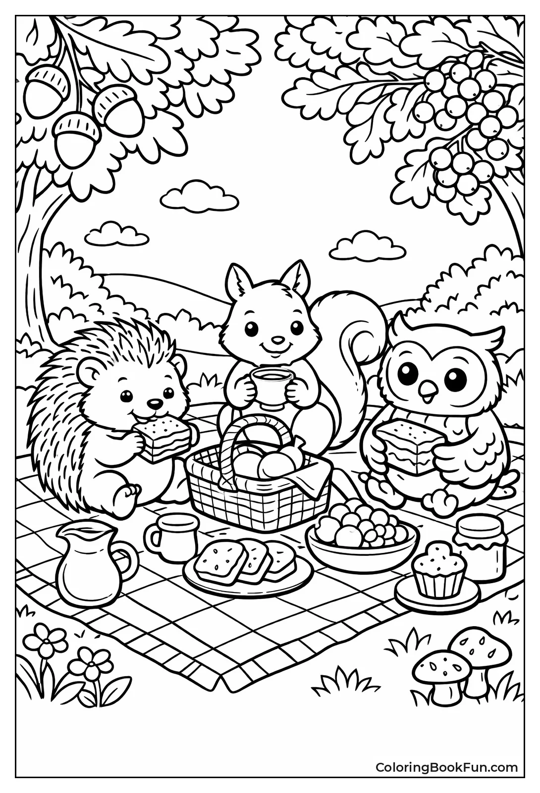 Woodland Critters Picnic Together
