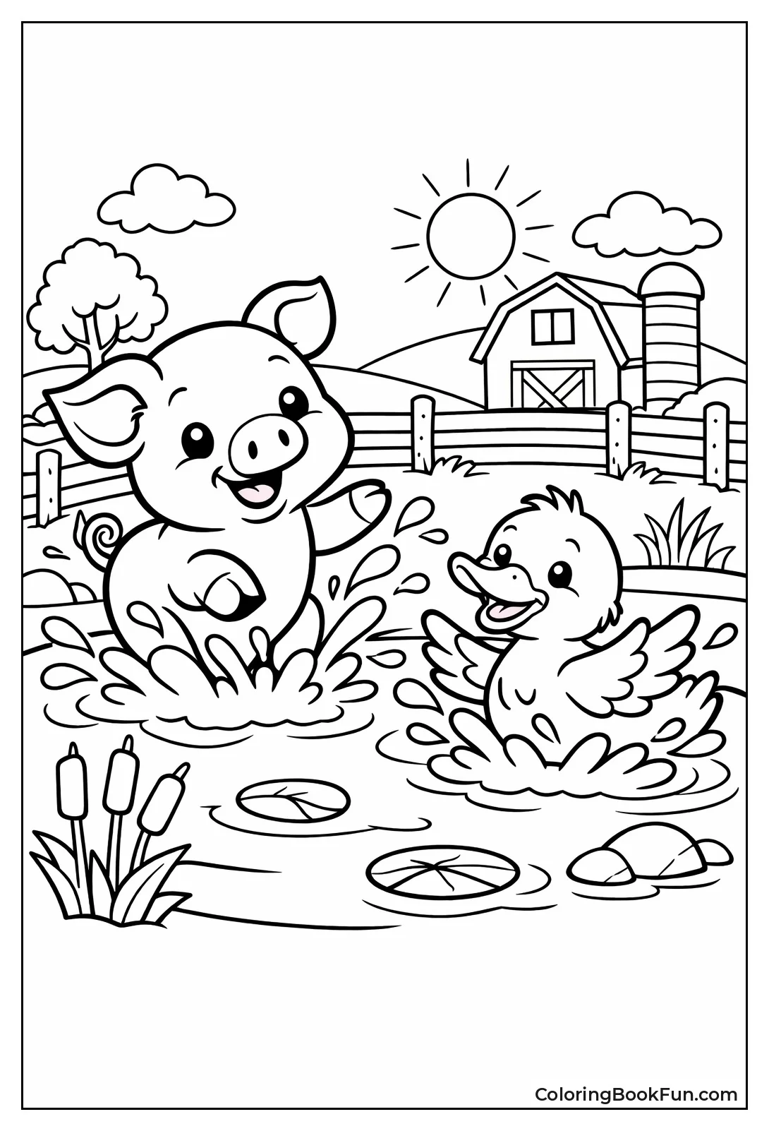 Pig Splashing with Duck