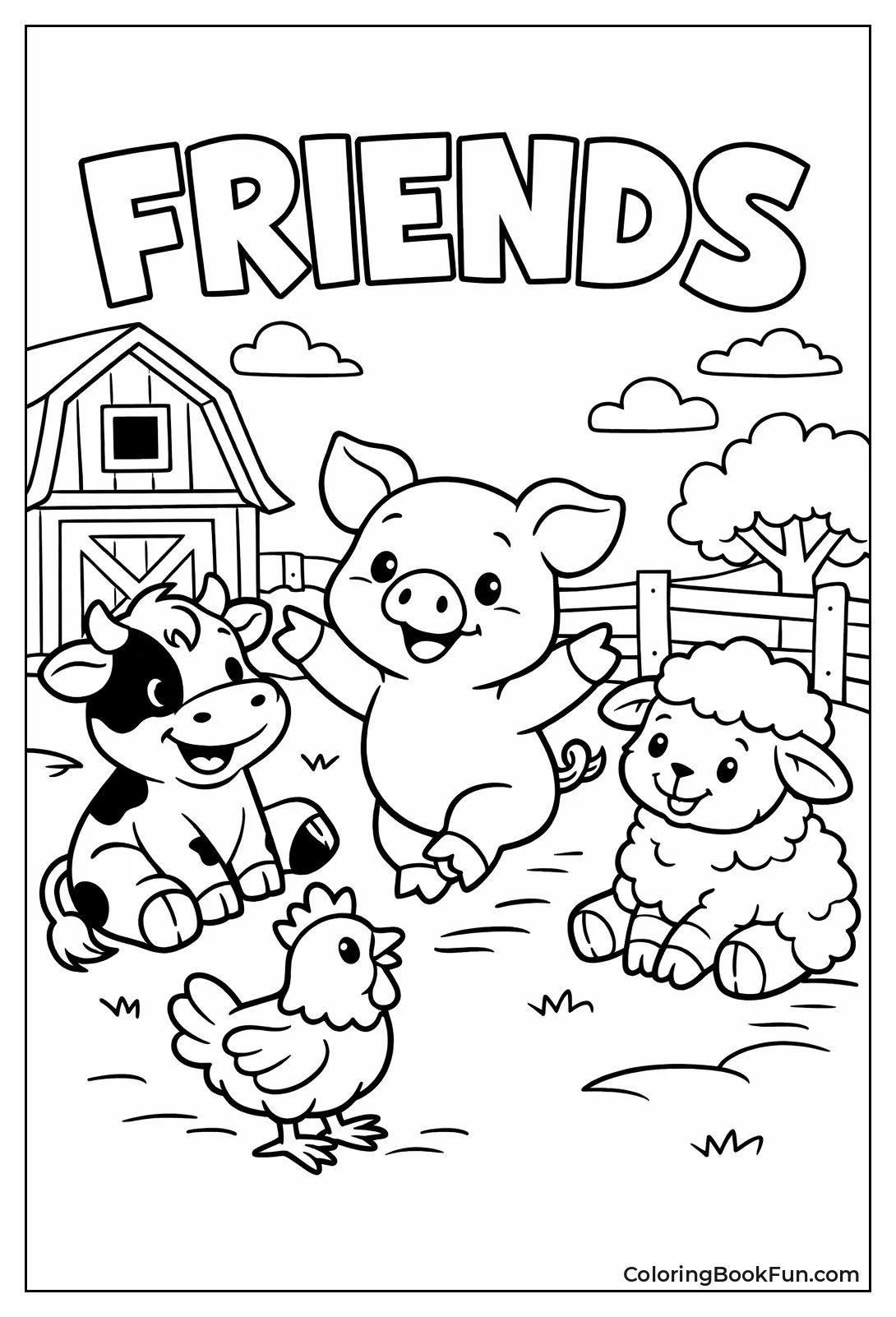 Pig Playing with Farm Friends