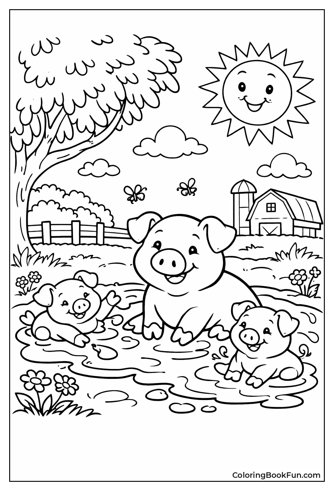 Pig in Summer Mud Wallow