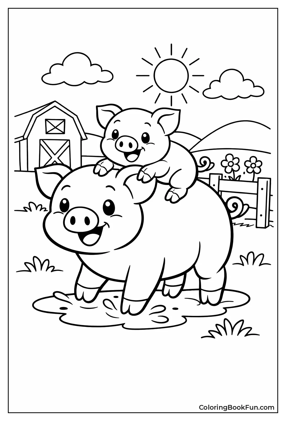 Piglet Riding Big Pig