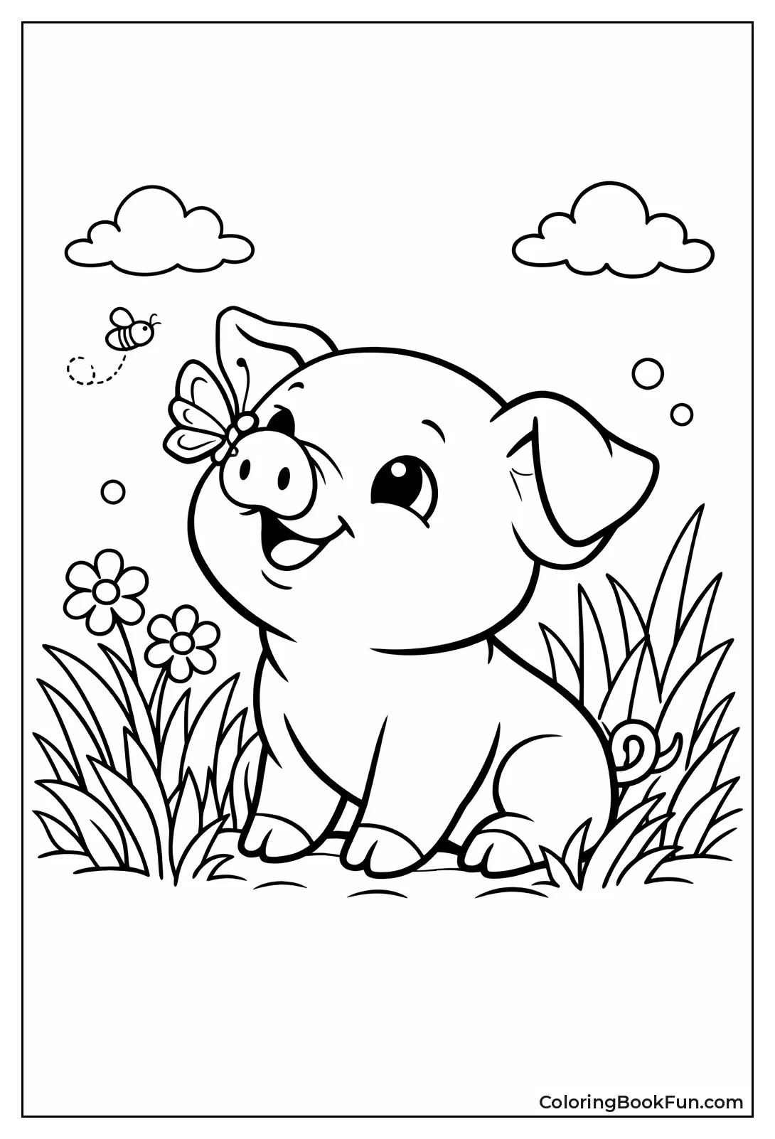 Piglet Watching Butterfly Land