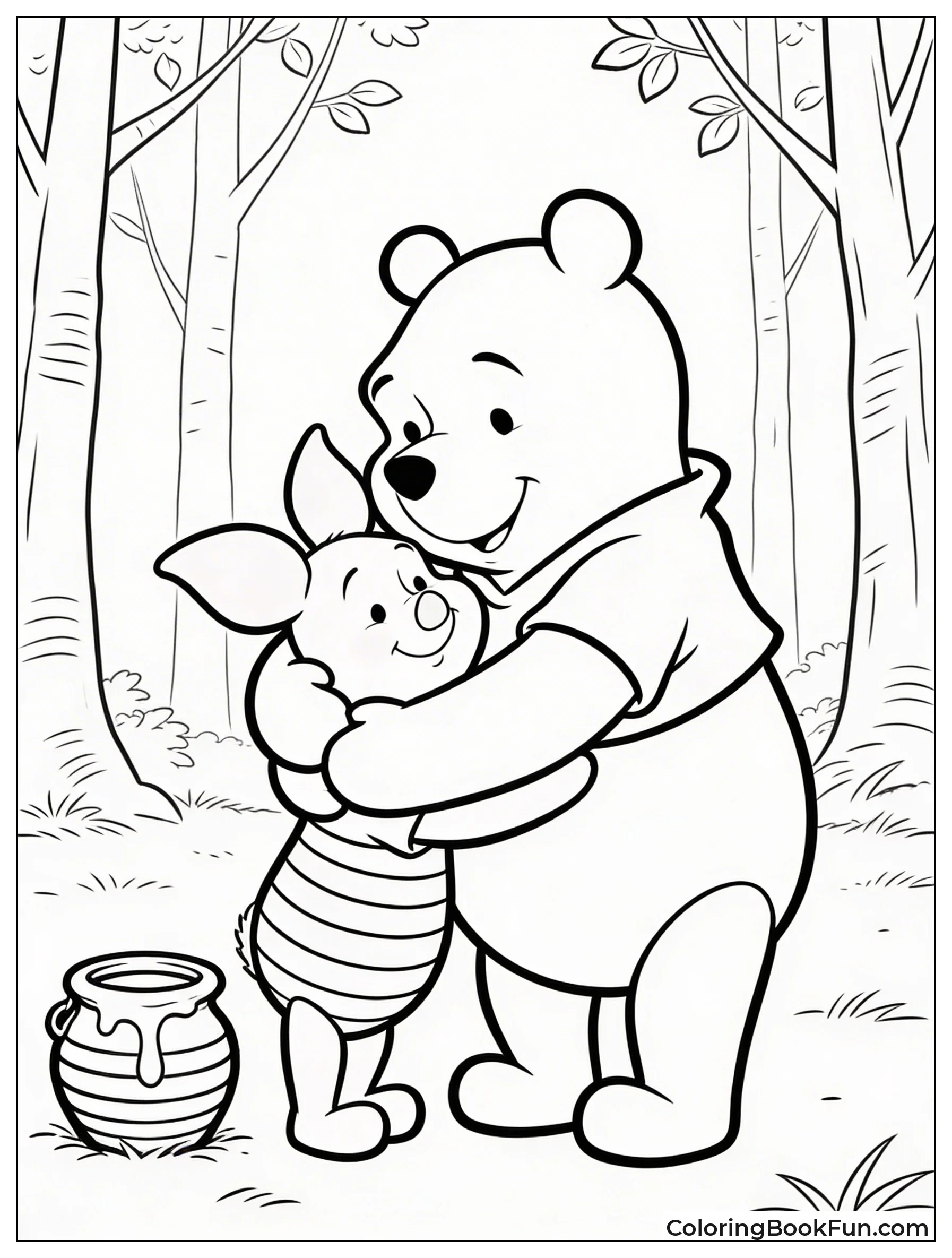 Piglet Hugs Pooh Tightly