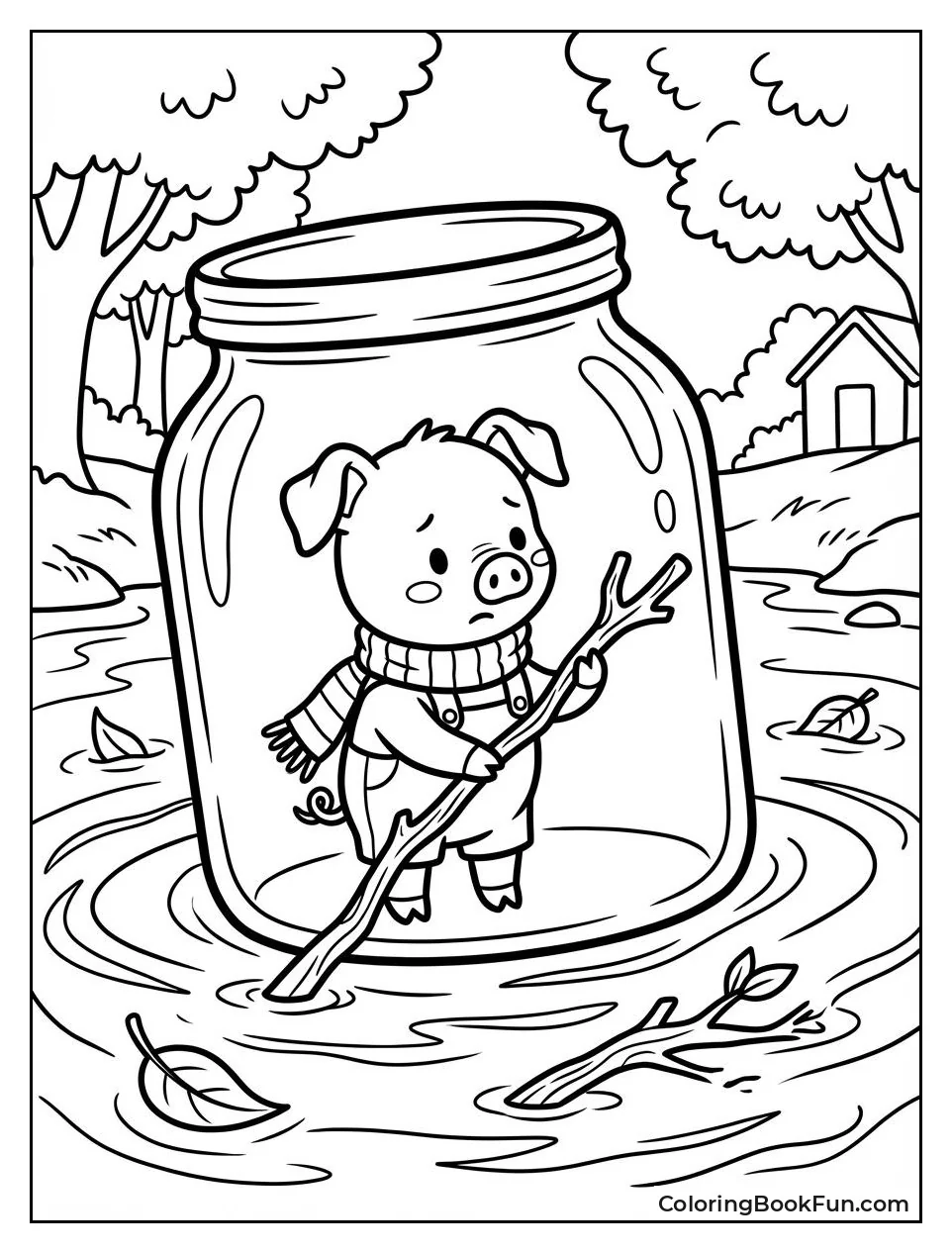Piglet Paddles Jar in Flood