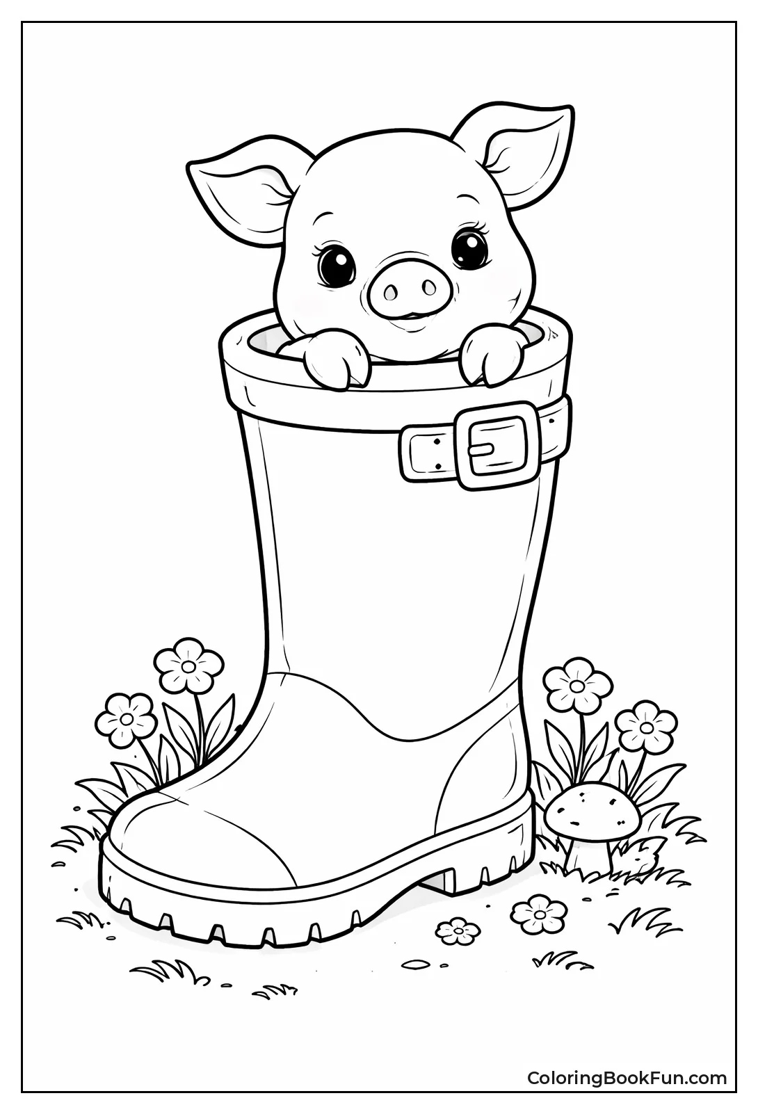 Piglet Peeking from Boot
