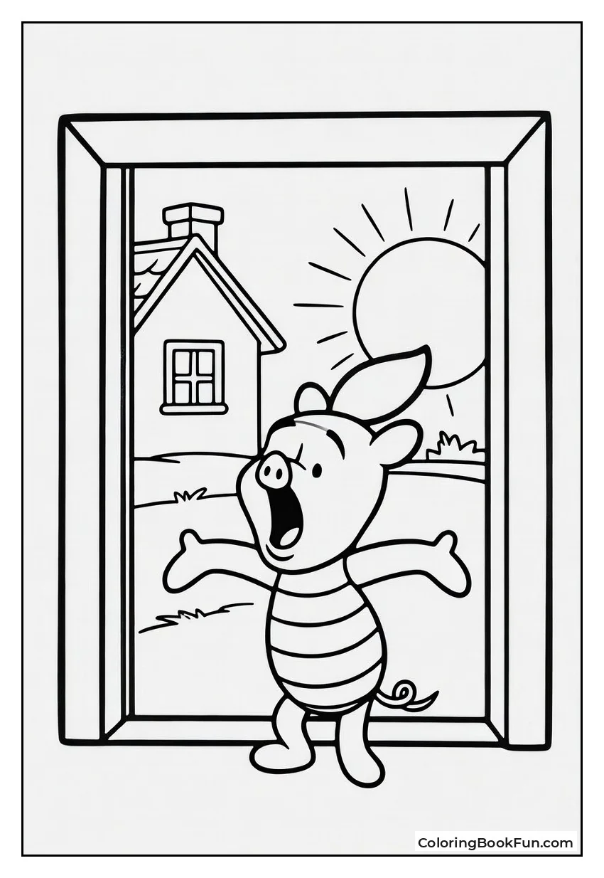 Piglet Stretching as Sun Rises