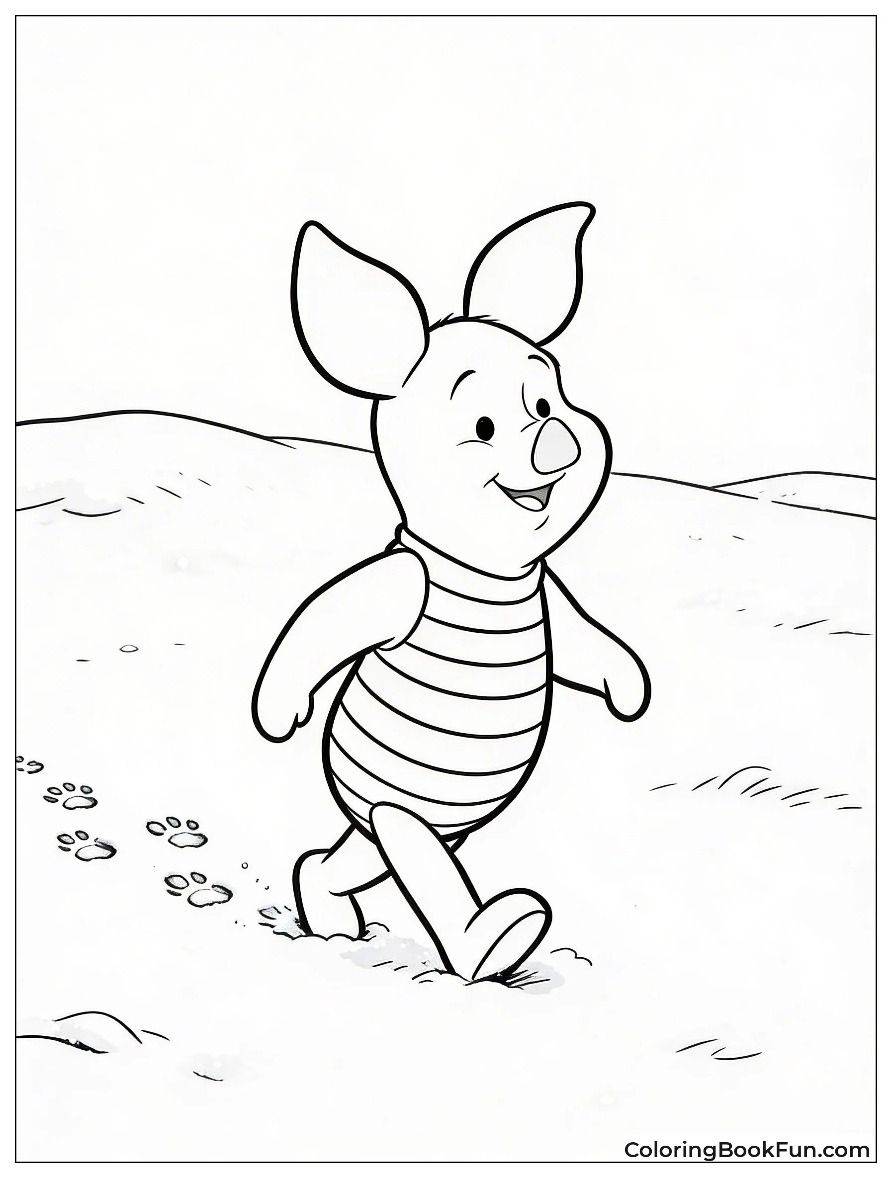Piglet Makes Snow Footprints