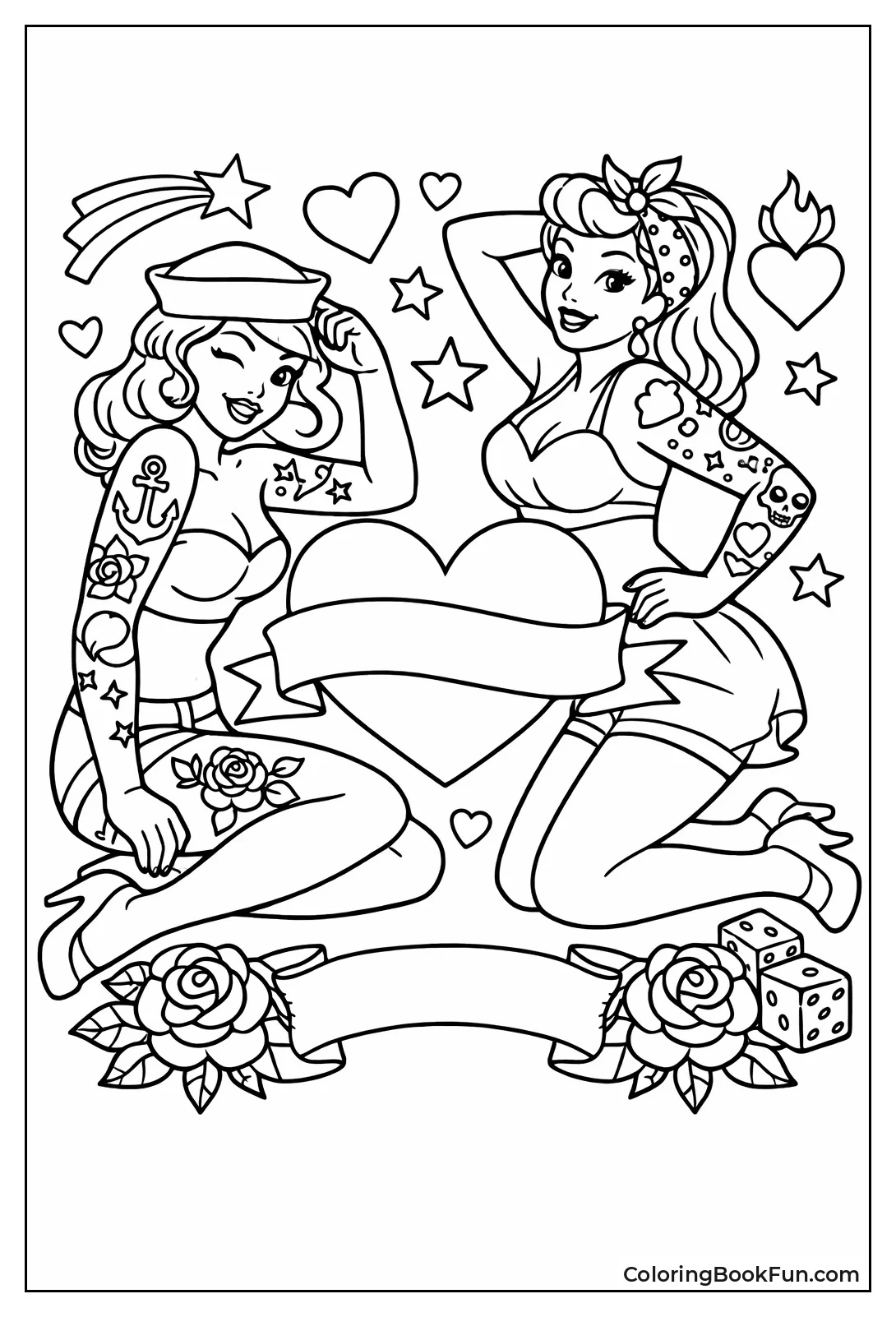 Playful Pin-Up with Hearts