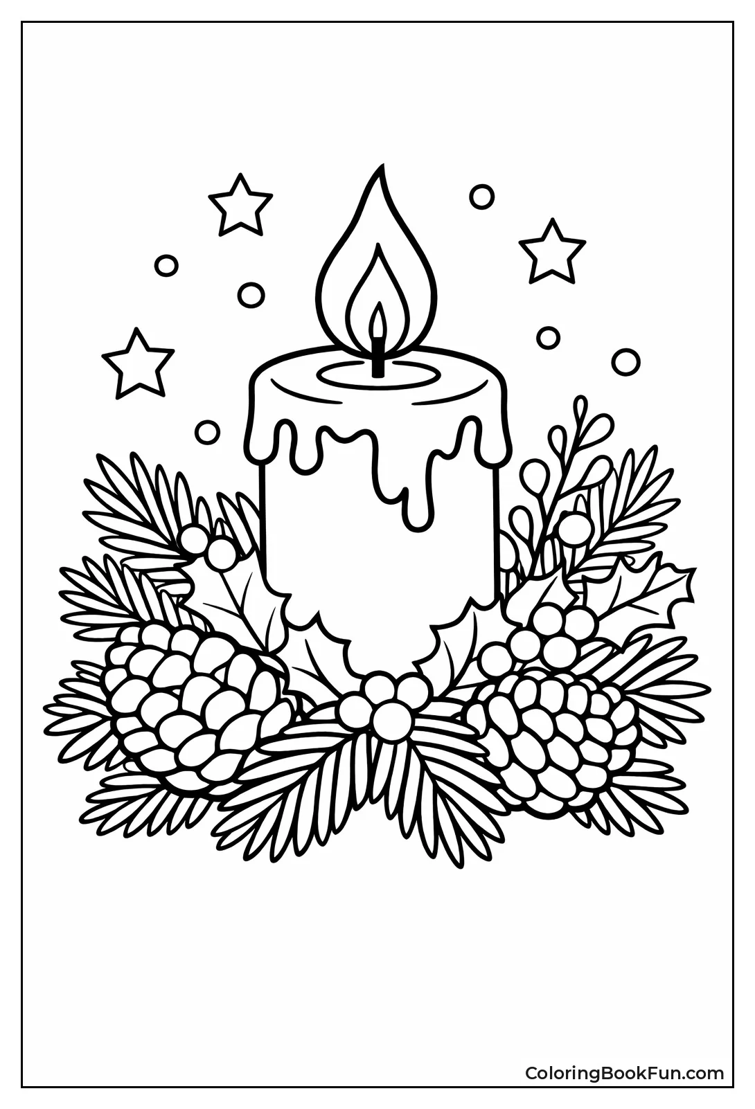 Candle Among Pine Cones Branches