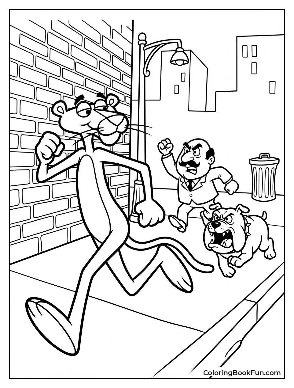 Pink Panther Flees Angry Dog