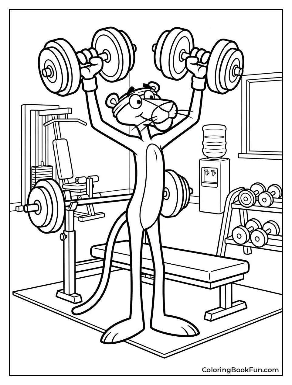 Pink Panther Lifting Weights