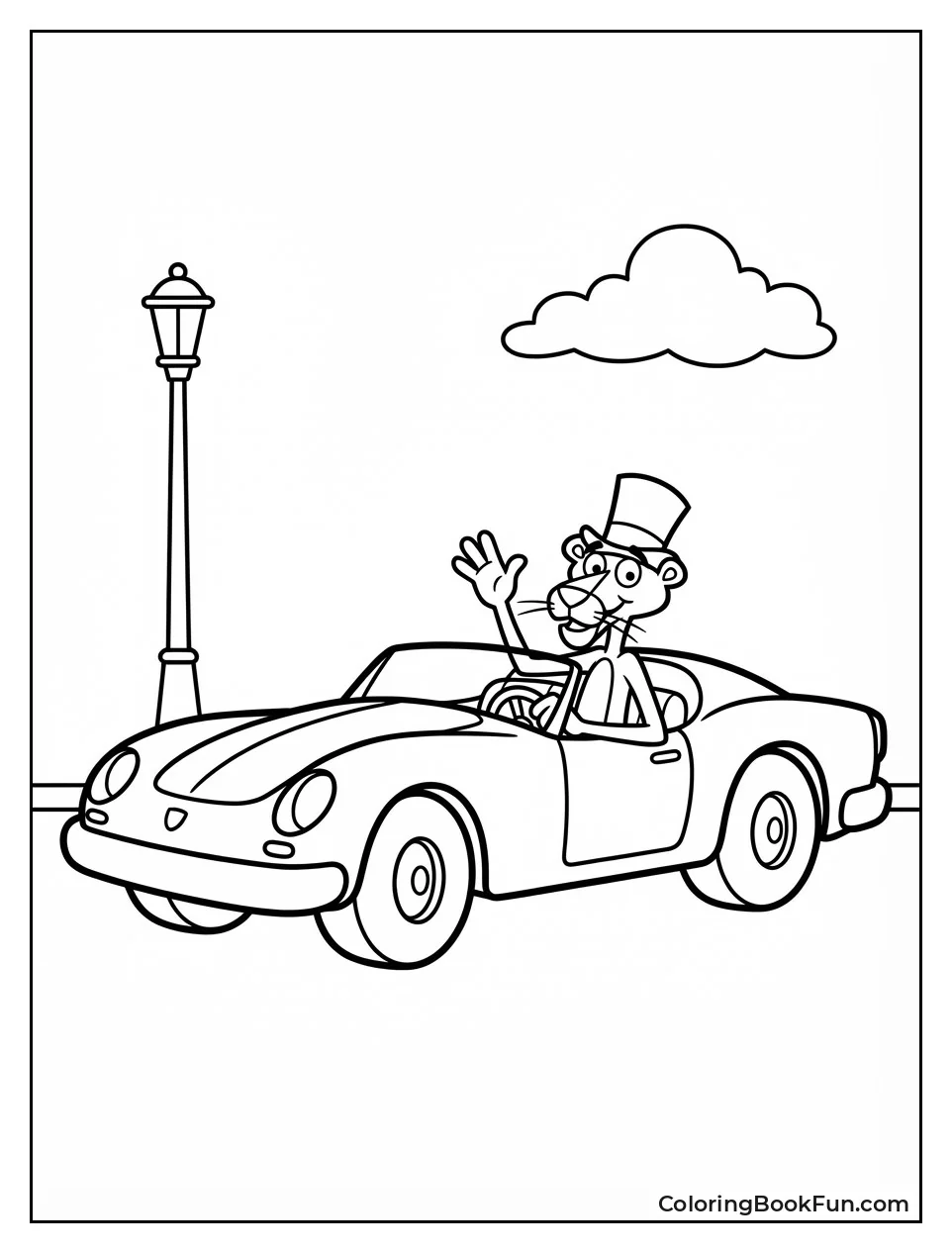 Pink Panther Drives Panthermobile