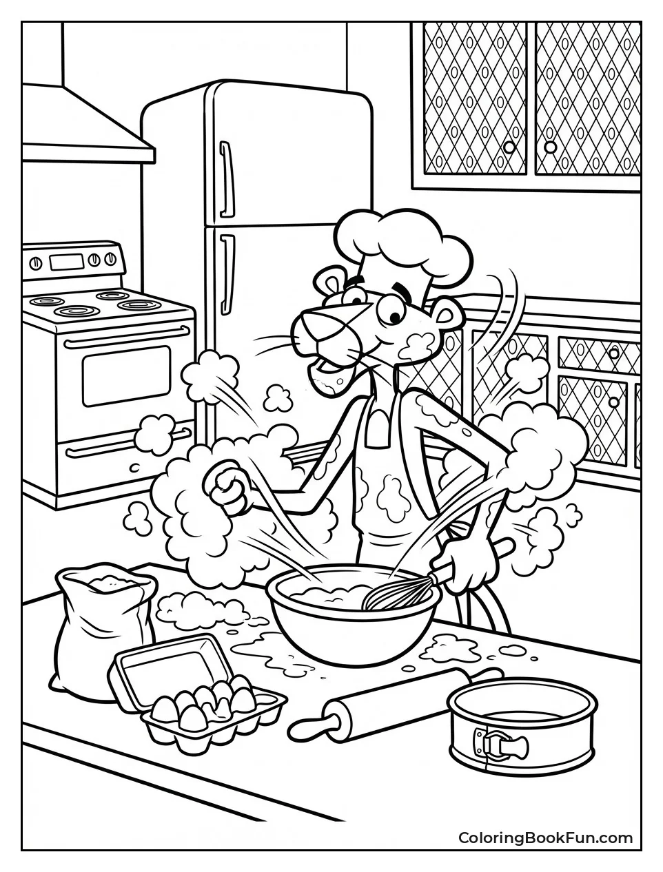 Pink Panther Bakes Messy Cake