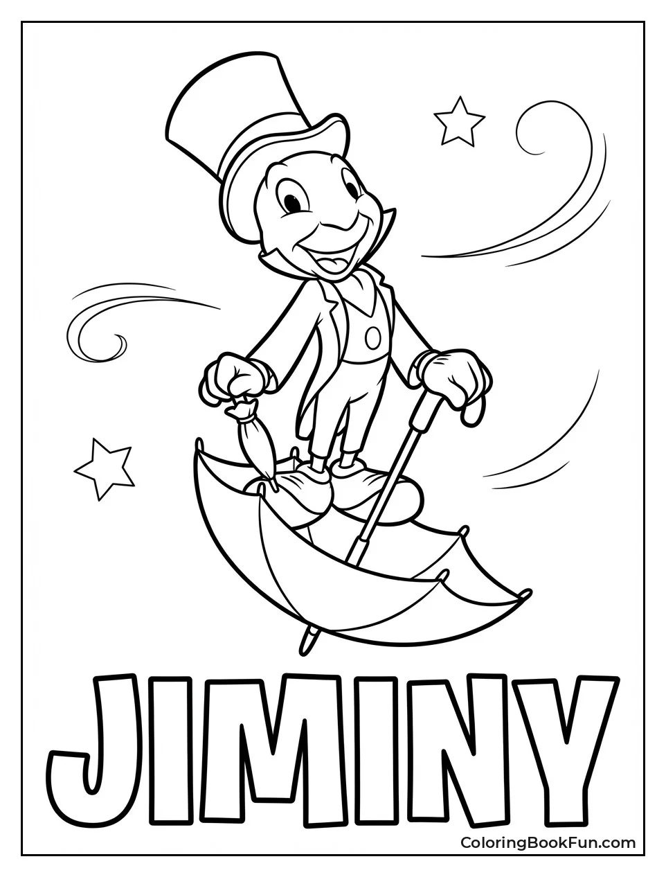 Jiminy Stands on Umbrella