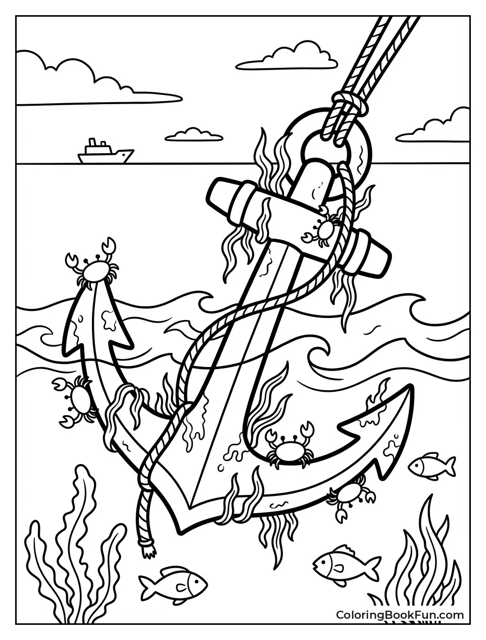 Crew Raises Seaweed-Covered Anchor