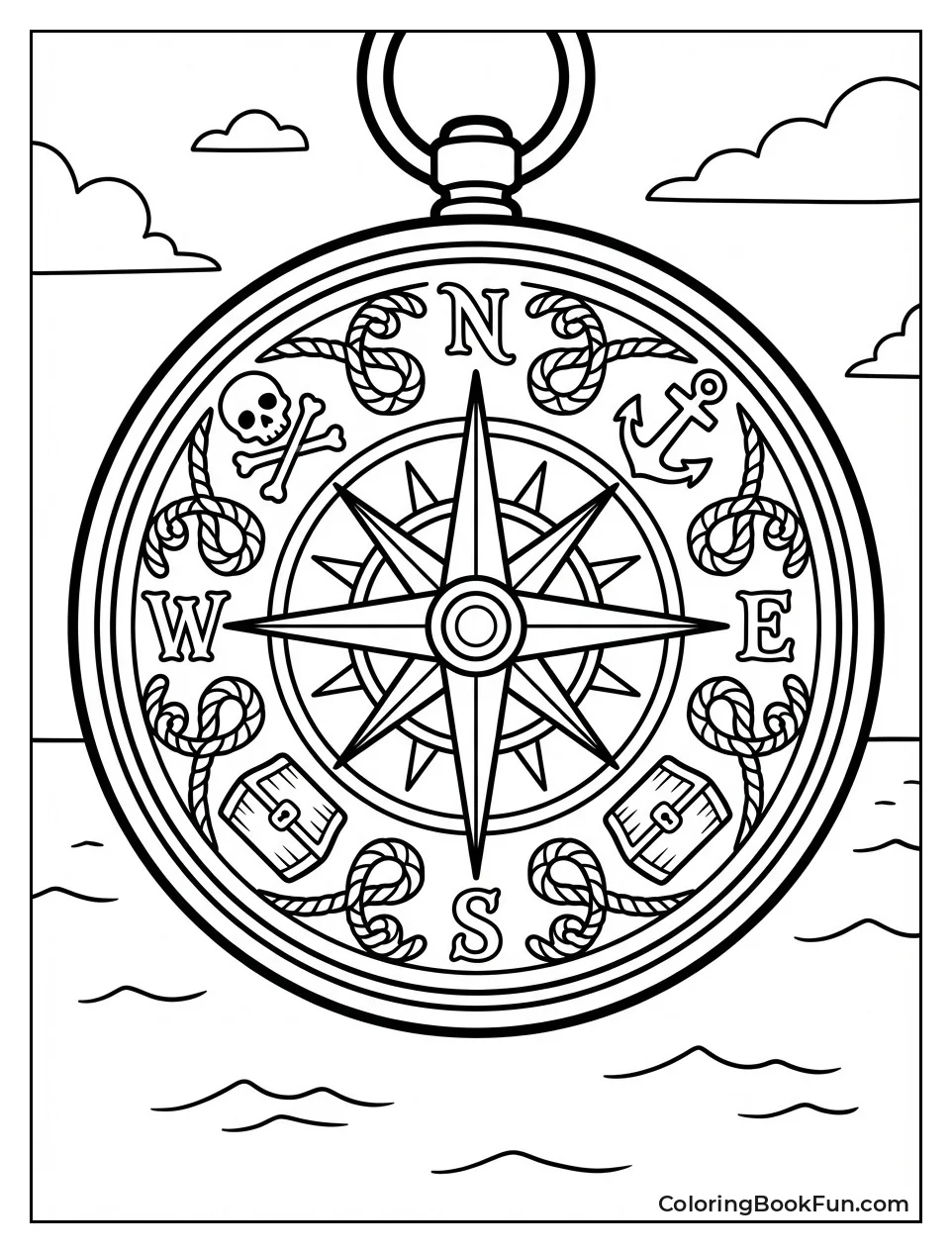 Ornate Brass Compass with Directions