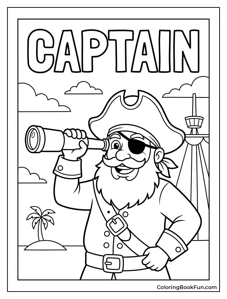 Cheerful Pirate Captain Holds Telescope