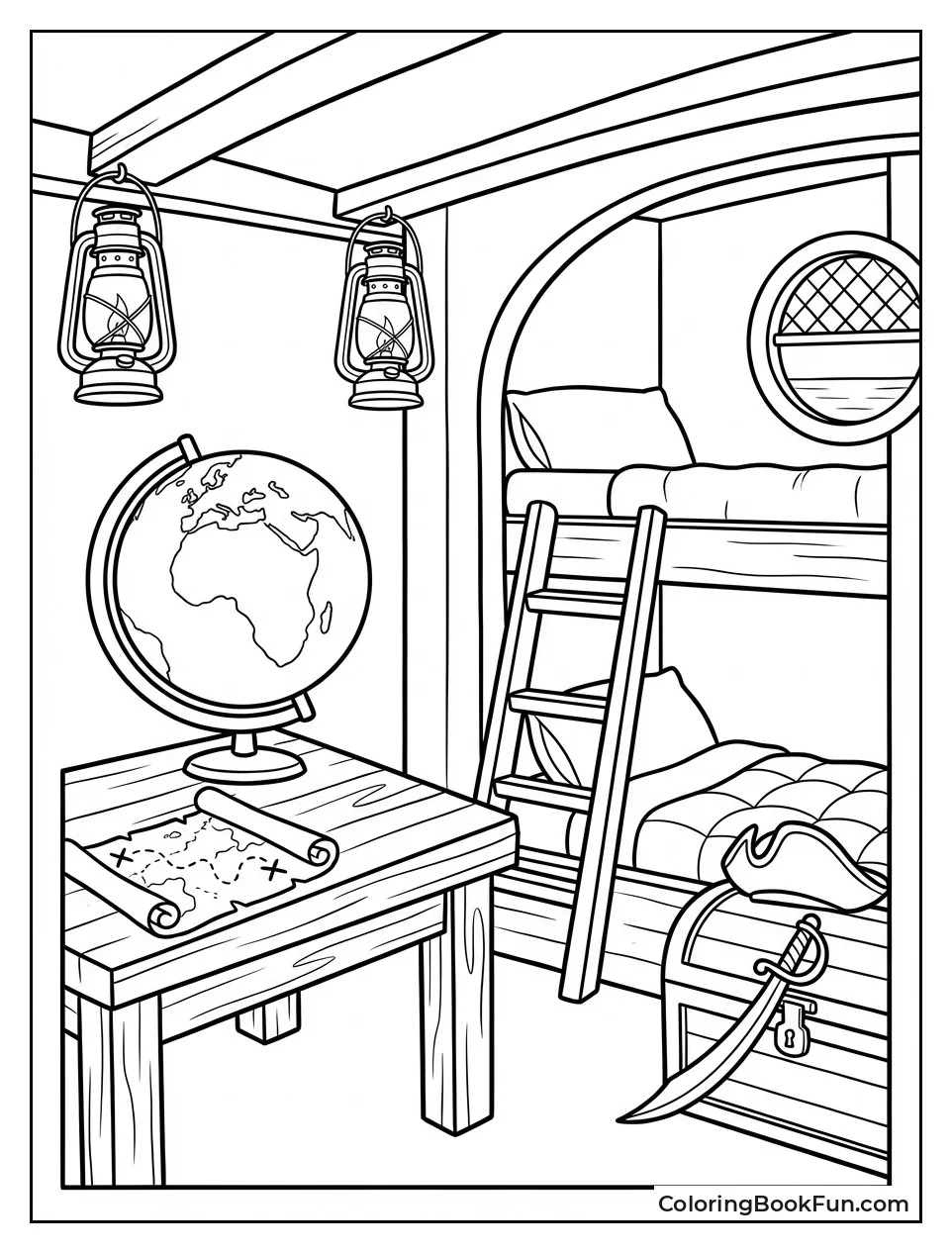 Captain's Cabin with Desk Globe