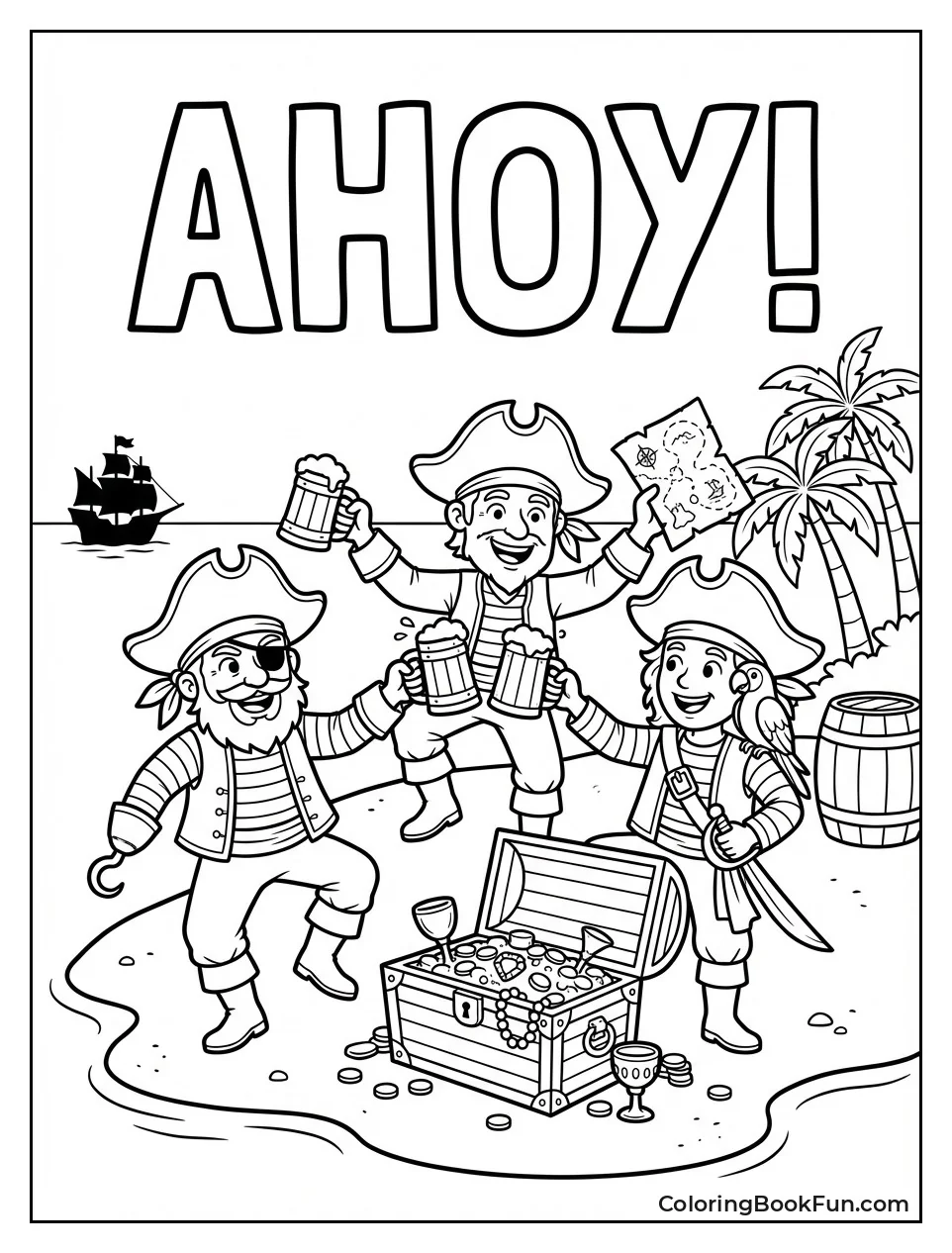 Pirates Dance around Piled Treasure