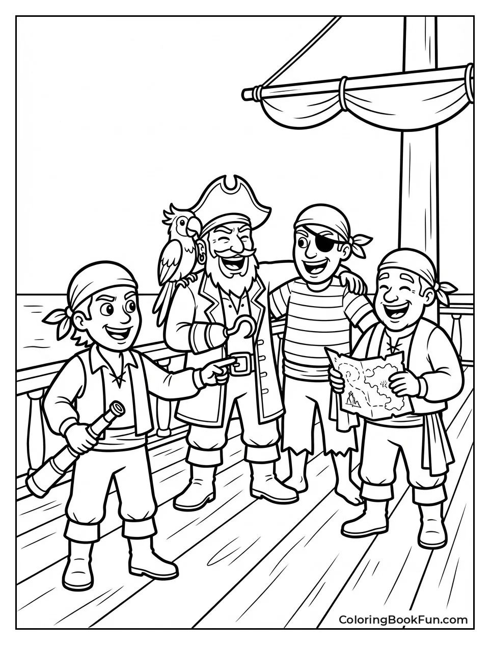 Pirates Laugh Together on Deck
