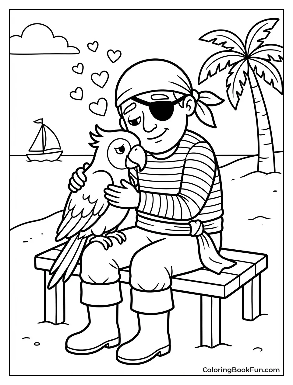 Pirate Hugs Loyal Parrot Gently